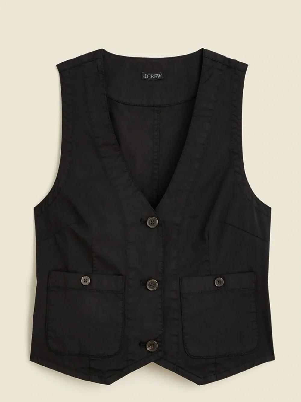 J. Crew Black Patch Pocket Vest in Lightweight Twill Size 20